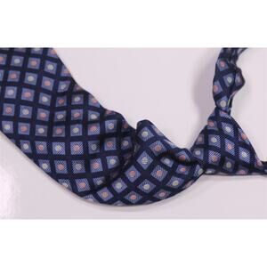 Charles Hill The England Silk Tie Blue Checkered Silk Tie Necktie Handmade